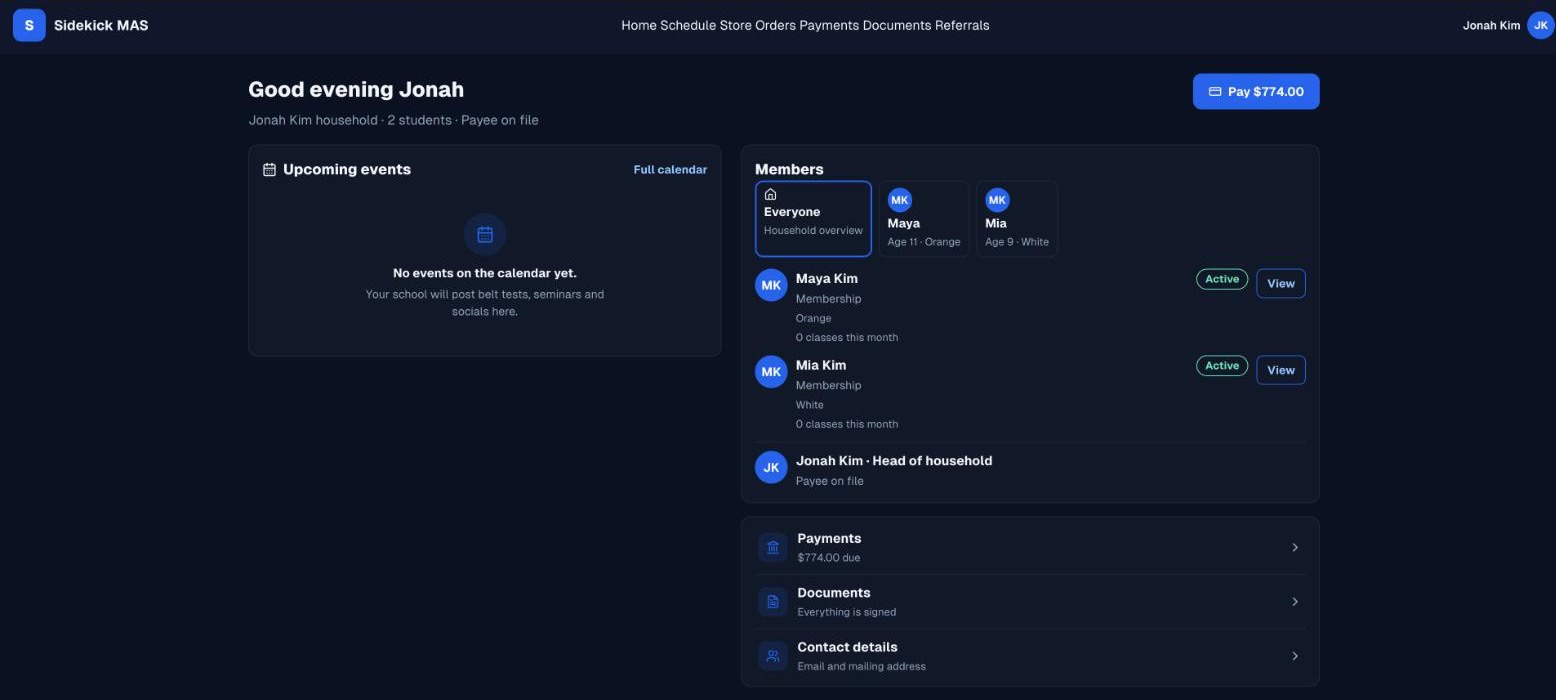 Capture d'écran de Portail client dans Sidekick