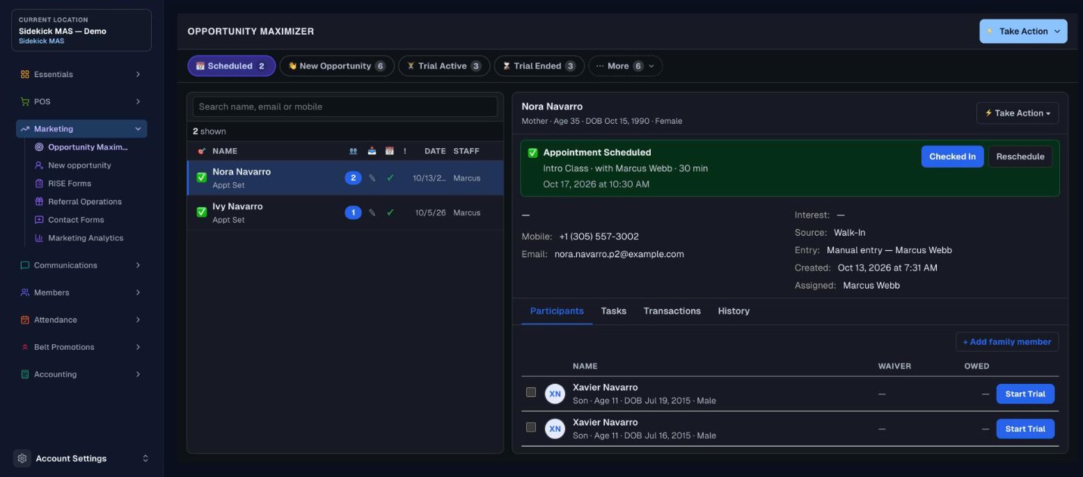 Capture d'écran de Planning et enregistrement dans Sidekick